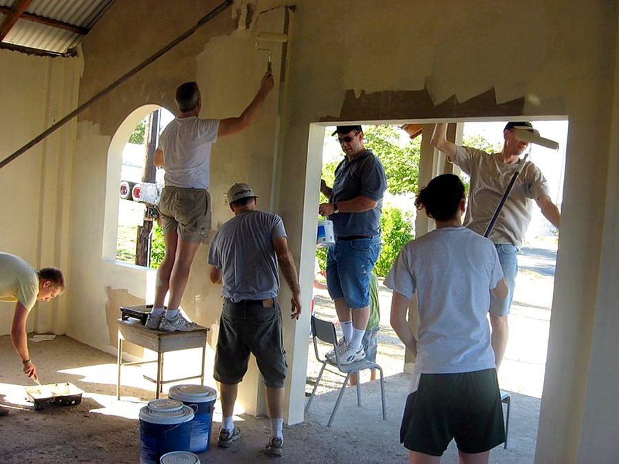Team at work inside